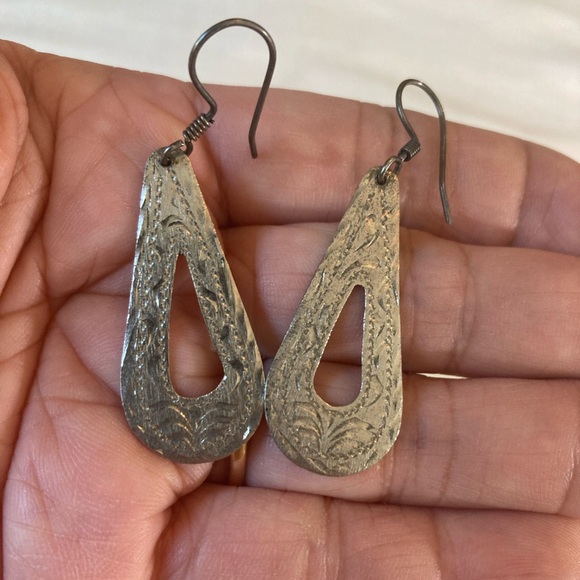 Vintage Marked Alpaca Mexico Silver Dangle earrings - Picture 1 of 6